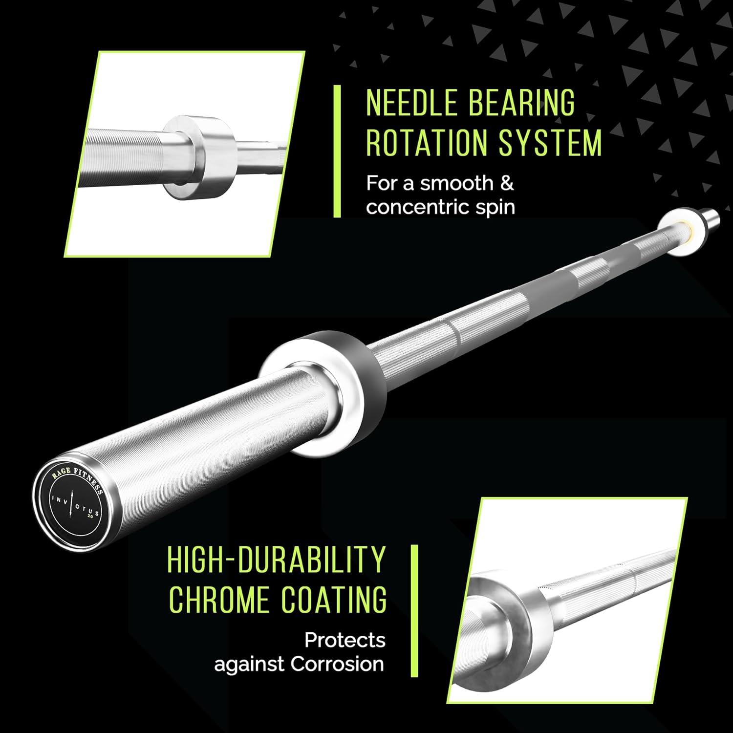 image:imageRage Fitness Olympic Training Barbell 6FT 15LB 300LB Capacity OR 7FT 45LB 1500LB Capacity Home amp Commercial Gym Weightlifting Bar for Squats Deadlifts Bench Press amp Strength Training7