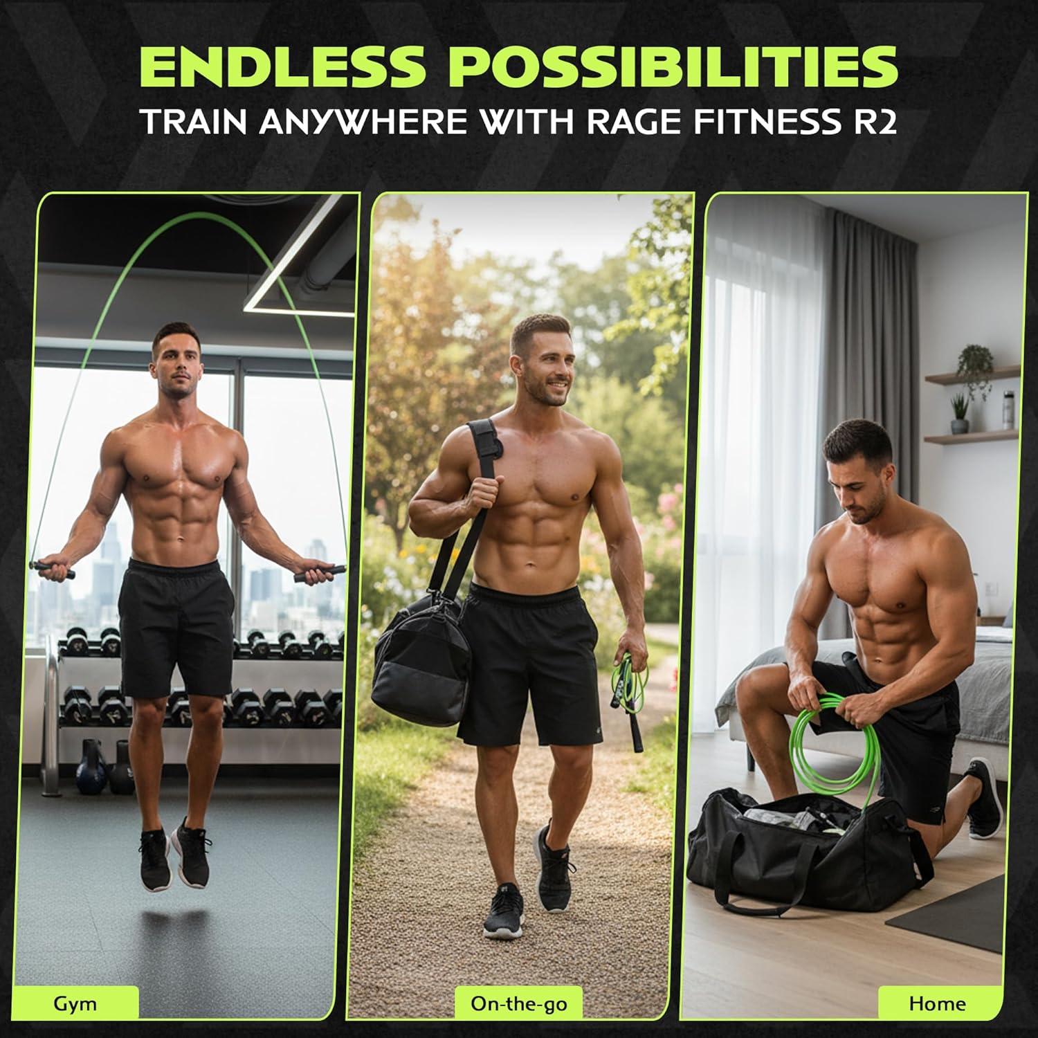 image:imageRage Fitness R2 Jump Rope Green PVC Training Rope with Speed Bearing Handles