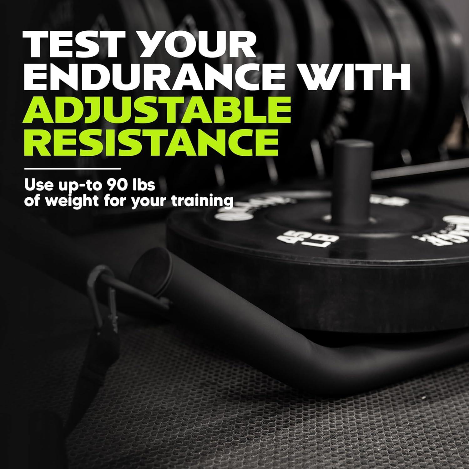 image:imageRage Fitness R2 Weight Training Pull Sled with Harness 90 LBS Capacity amp 65 Feet Strap Power Speed Sled Ideal for Endurance and Weight Training Compatible with Bumper Plates Black