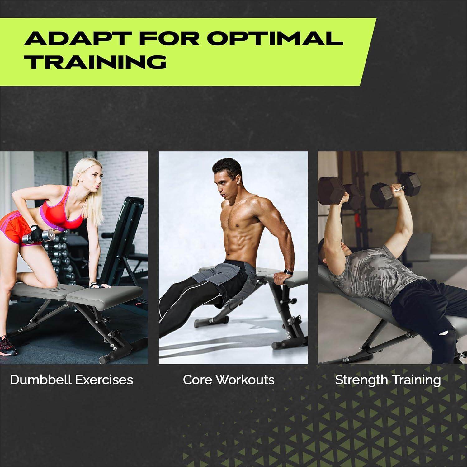 image:imageRage Fitness Weight Bench Press Seat Folding Bench for Home Gym Adjustable Bench for Weight Lifting Strength Training Bench for Full Body Workout Incline Decline Workout Bench Stable Gym Bench