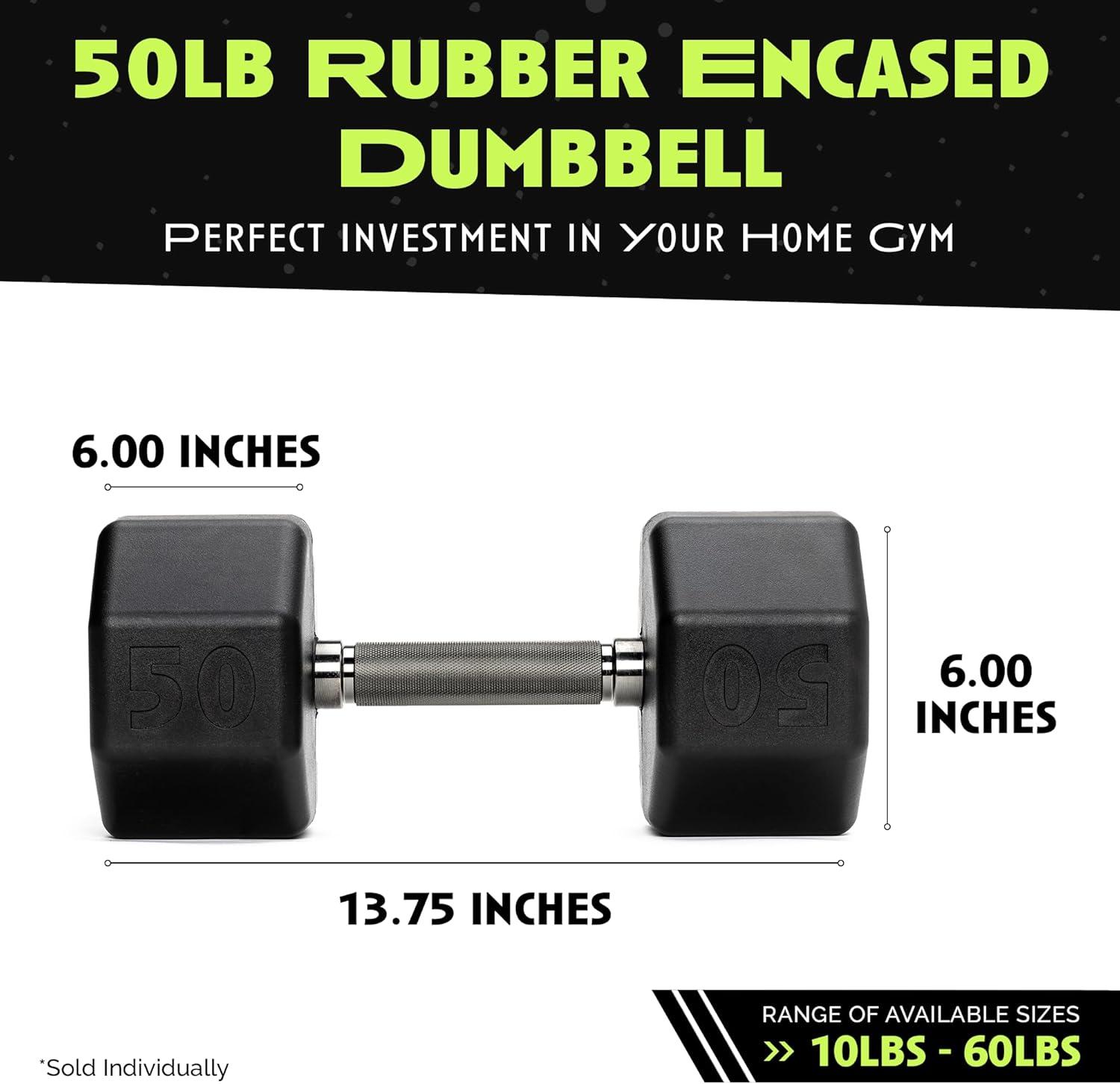 image:imageRubber Coated Dumbbells No Roll Design EasyGrip Steel Knurled Handle Weights Dumbbells Set for Strength Training Ideal Weights Set for Home Gym 1060 LBS SOLD INDIVIDUALLYGreen Octo