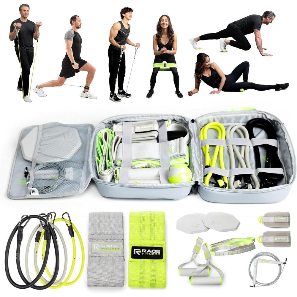 image:imageEx Kit Home Gym Equipment with Carry Bag 10Pcs Resistance Bands Kit with Handles Door Anchor Jump Rope Booty Bands amp More Full Body Workout Bands Set for Strength Cardio amp FlexibilityGray