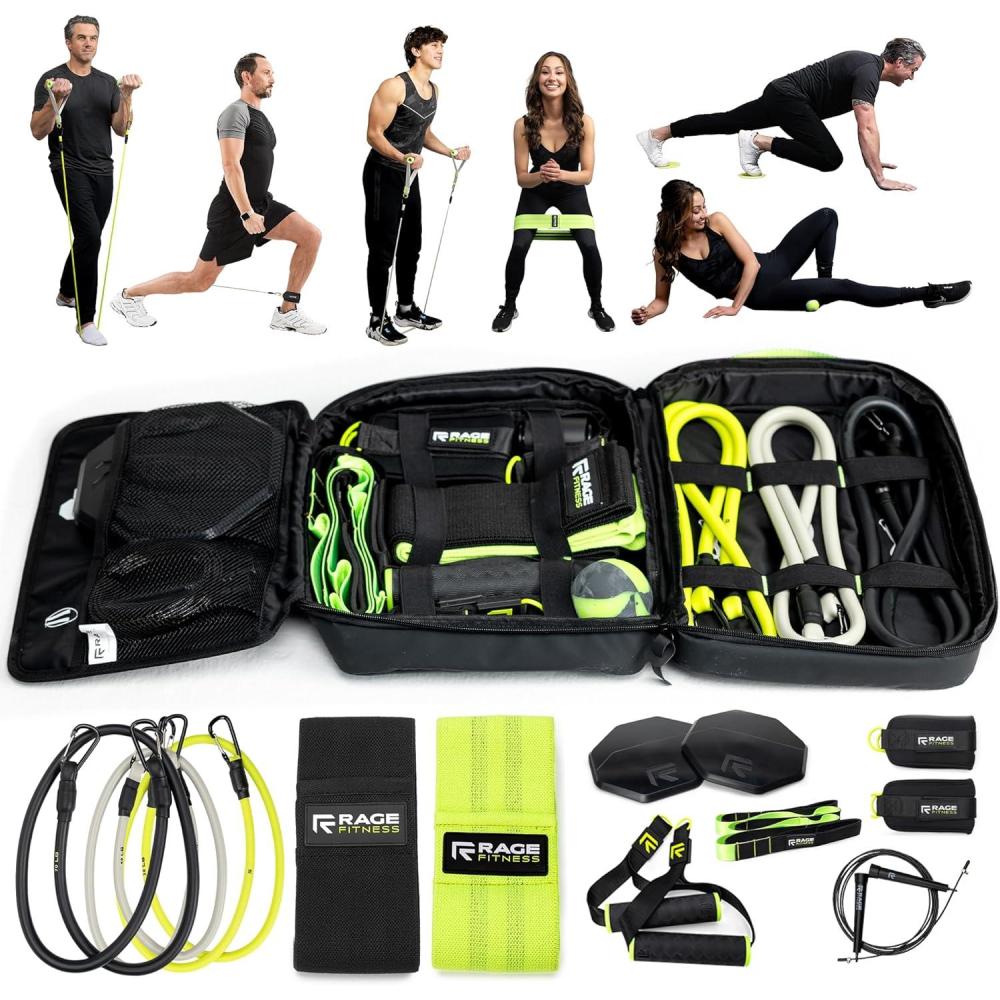 image:imageEx Kit Home Gym Equipment with Carry Bag 10Pcs Resistance Bands Kit with Handles Door Anchor Jump Rope Booty Bands amp More Full Body Workout Bands Set for Strength Cardio amp FlexibilityBlack