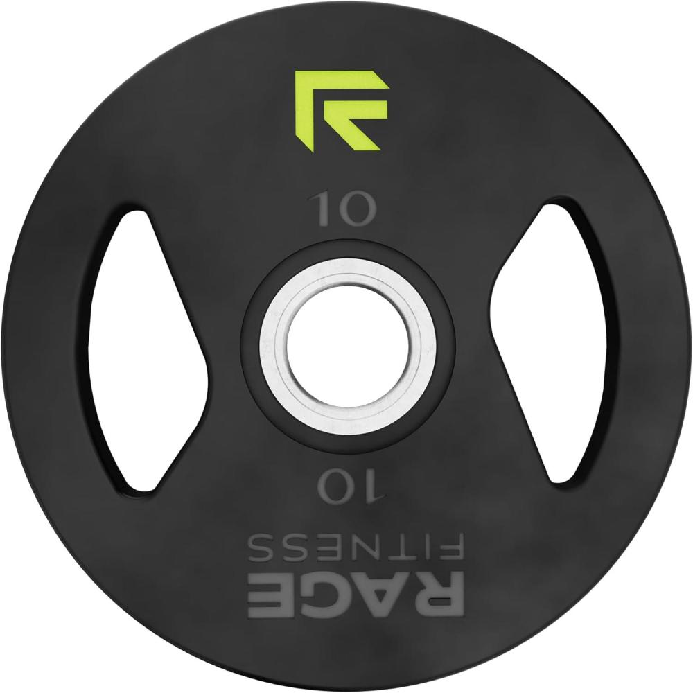 image:imageRage Fitness Cast Iron Weight Plates Rubber Coated 2 Steel Insert 5lb 10lb 25lb 45lb SOLD INDIVIDUALLY Rubber Weight Plates for Strength Training Bench Press Squats Powerlifting10 Pounds