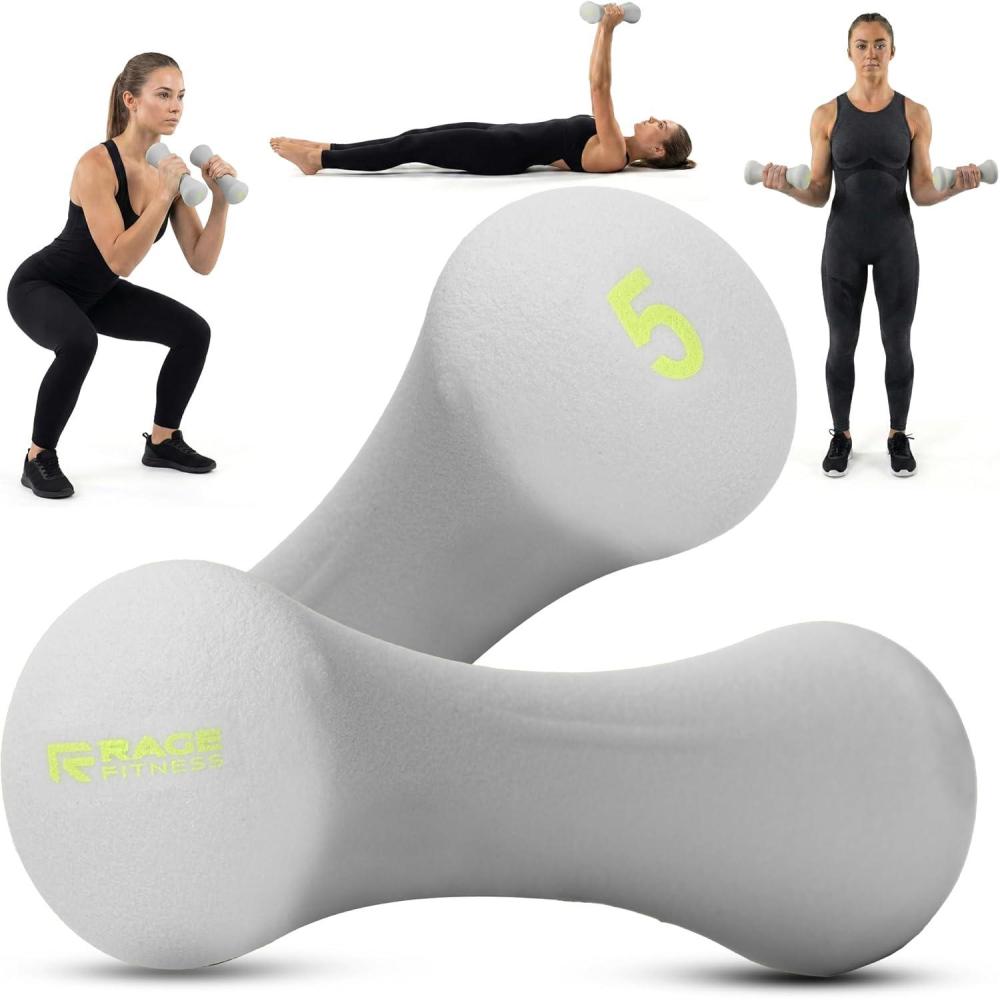 image:imageRage Fitness Dumbbell Hand Weight Sold in Pairs PVC Coated Texturized Rubber Exercise amp Fitness Dumbbell for Home Gym Equipment Workouts Strength Training amp AntiSlip Free Weights for Women MenGreen 30 Pounds