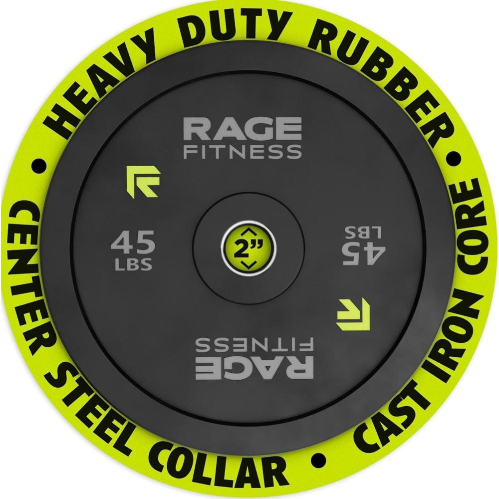 image:imageRage Fitness Olympic Bumper Plate 10lb 15lb 25lb 35lb 45lb SOLD INDIVIDUALLY Rubber Formula With Steel Insert Strength Training Bench Press Squats Powerlifting Weight Training Home Gym