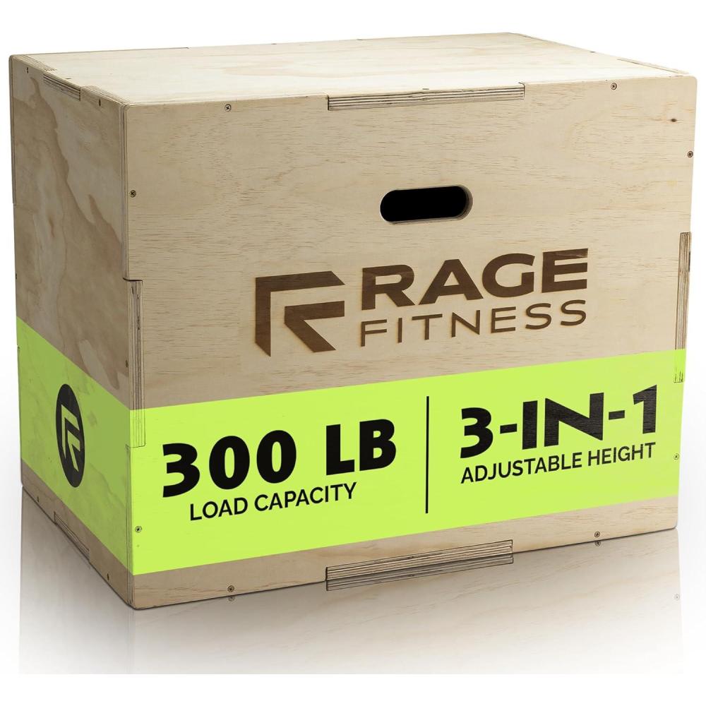 image:imageRage Fitness Plyo Cube Wooden Plyo Box 3 in 1 Plyo Jump Box Jump Training Equipment Workout Step Platform Fitness Block for Home and Gym 20 24 30