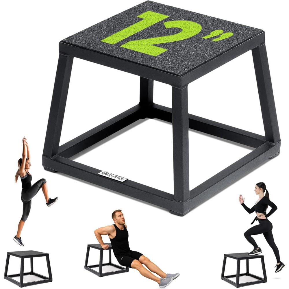 image:imageRage Fitness Steel Plyo Box 121824 Inch High AntiSlip PreAssembled Plyometric Jump Box for Home Gym Conditioning and Strength Training Sold Individually Plyometric Platform Step12 INCH
