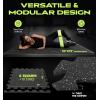 Rage Fitness Gym Flooring Set, Interlocking Floor Mat with Borders, 0.25” Thick Rubber Floor Mats for Home Workout, 6 Square Tiles, 10 Edges, Gray Floor Tiles for Garage, Playroom, Home Gym