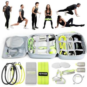 Ex Kit Home Gym Equipment with Carry Bag – 10Pcs Resistance Bands Kit with Handles, Door Anchor, Jump Rope, Booty Bands & More – Full Body Workout Bands Set for Strength, Cardio & Flexibility(Gray)