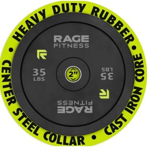 Olympic Bumper Plates, Rubber Formula With Steel Insert (10lb, 15lb, 25lb, 35lb, 45lb – SOLD INDIVIDUALLY), Olympic Weight Plates for Strength Training, Bench Press, Squats, Powerlifting