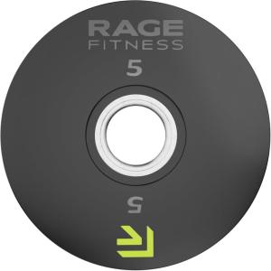 Rage Fitness Cast Iron Weight Plates, Rubber Coated, 2″ Steel Insert (5lb, 10lb, 25lb, 45lb – SOLD INDIVIDUALLY), Rubber Weight Plates for Strength Training, Bench Press, Squats, Powerlifting(5 Pounds)