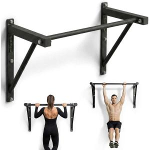 Rage Fitness Heavy-Duty Wall Mounted Pull Up Bar – 500 lbs Weight Capacity | Maintain Upper Body Strength & Core Stability | Space Efficient Steel Chin Up Black Bar for Home & Gym Versatile Workouts