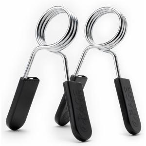 Rage Fitness Spring Collars (PACK OF 2), Olympic Standard Barbell Clips, High Carbon 2” Diameter Spring Clips, Chrome Finish Barbell Clips, Essential Weightlifting Clips, Adjustable 2” Barbell Collar
