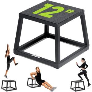 Rage Fitness Steel Plyo Box 12-18-24 Inch High Anti-Slip Pre-Assembled Plyometric Jump Box for Home Gym Conditioning and Strength Training (Sold Individually) Plyometric Platform Step(12 INCH)
