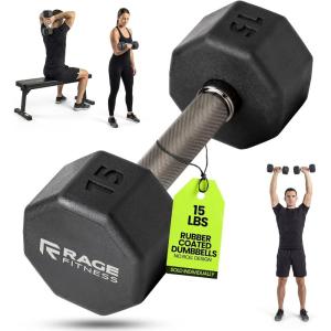 Rubber Coated Dumbbells – No Roll Design Easy-Grip Steel Knurled Handle, Weights Dumbbells Set for Strength Training – Ideal Weights Set for Home Gym – 10-60 LBS SOLD INDIVIDUALLY(Green Octo)