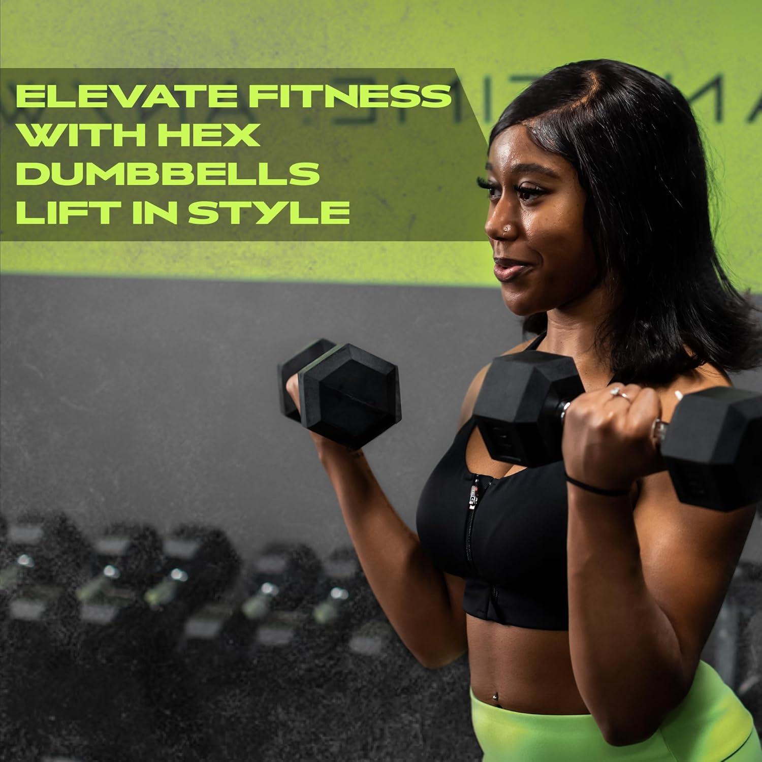image:imageRage Fitness Rubber Coated Dumbbells No Roll Design EasyGrip Steel Knurled Handle Weights Dumbbells Set for Strength Training Ideal Weights Set for Home Gym SOLD INDIVIDUALLY Black